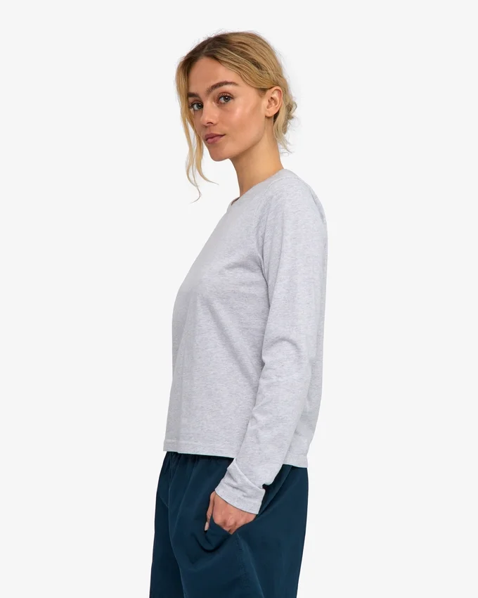 Camiseta de manga larga orgánica para mujer - Mezcla de nieve