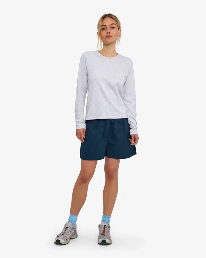 Camiseta de manga larga orgánica para mujer - Mezcla de nieve