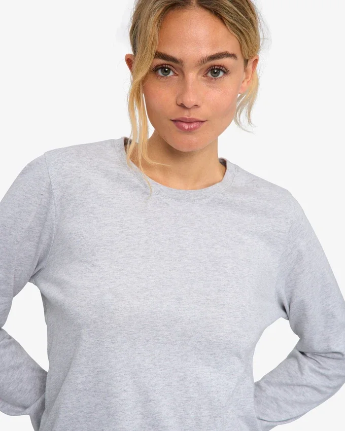 Camiseta de manga larga orgánica para mujer - Mezcla de nieve
