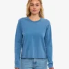 Camiseta de manga larga orgánica para mujer - Índigo descolorido