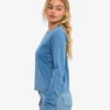 Camiseta de manga larga orgánica para mujer - Índigo descolorido