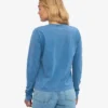 Camiseta de manga larga orgánica para mujer - Índigo descolorido