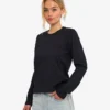 Camiseta de manga larga orgánica para mujer - Negro intenso