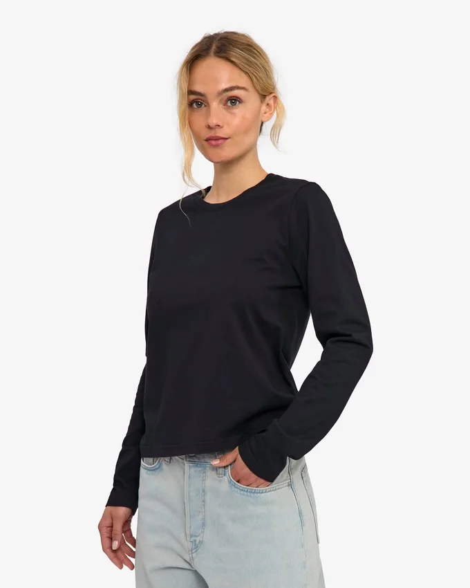 Camiseta de manga larga orgánica para mujer - Negro intenso