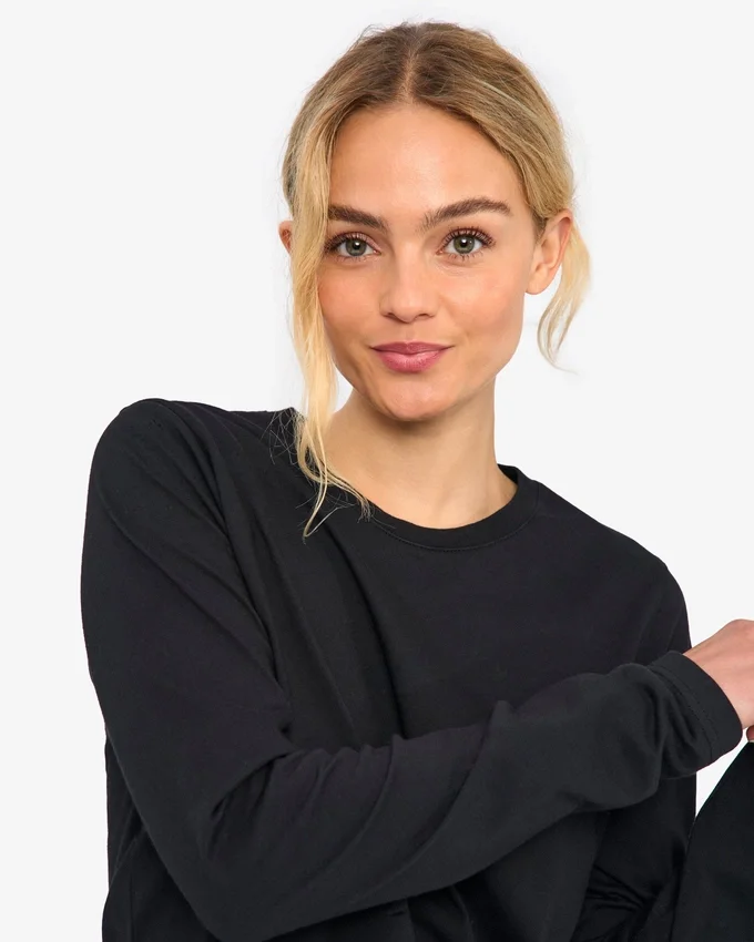 Camiseta de manga larga orgánica para mujer - Negro intenso