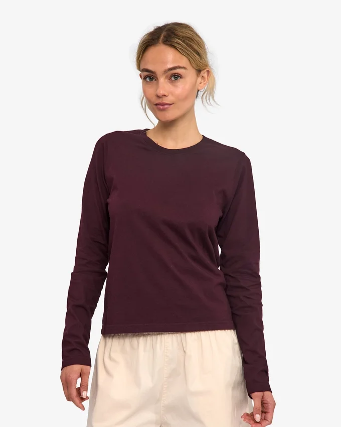 Camiseta de manga larga orgánica para mujer - Rojo sangre