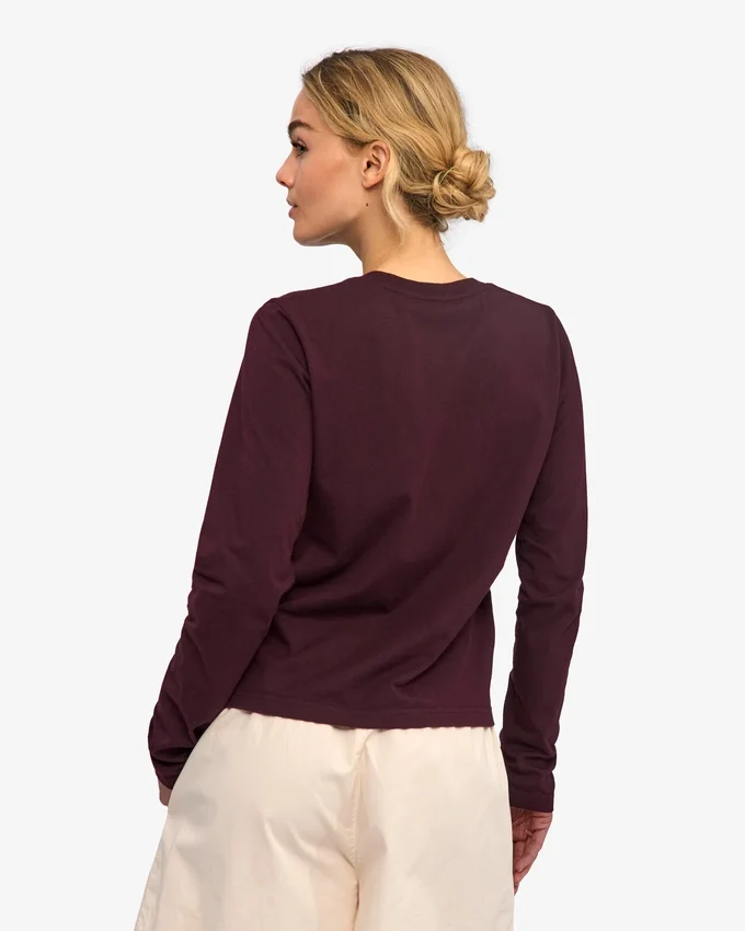 Camiseta de manga larga orgánica para mujer - Rojo sangre