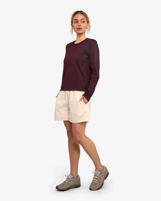 Camiseta de manga larga orgánica para mujer - Rojo sangre