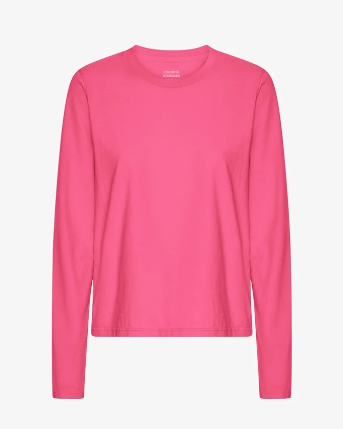 Camiseta de manga larga orgánica para mujer - Rosa chicle