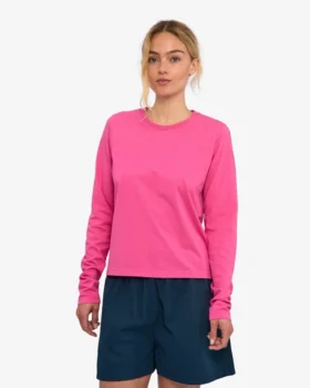 Camiseta de manga larga orgánica para mujer – Rosa chicle