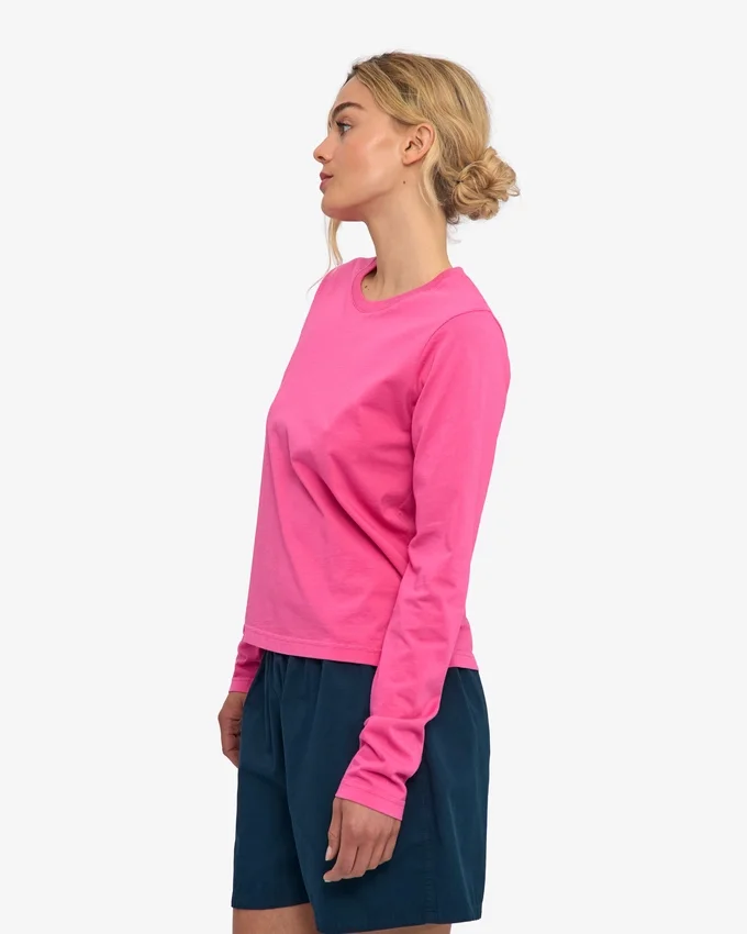 Camiseta de manga larga orgánica para mujer - Rosa chicle