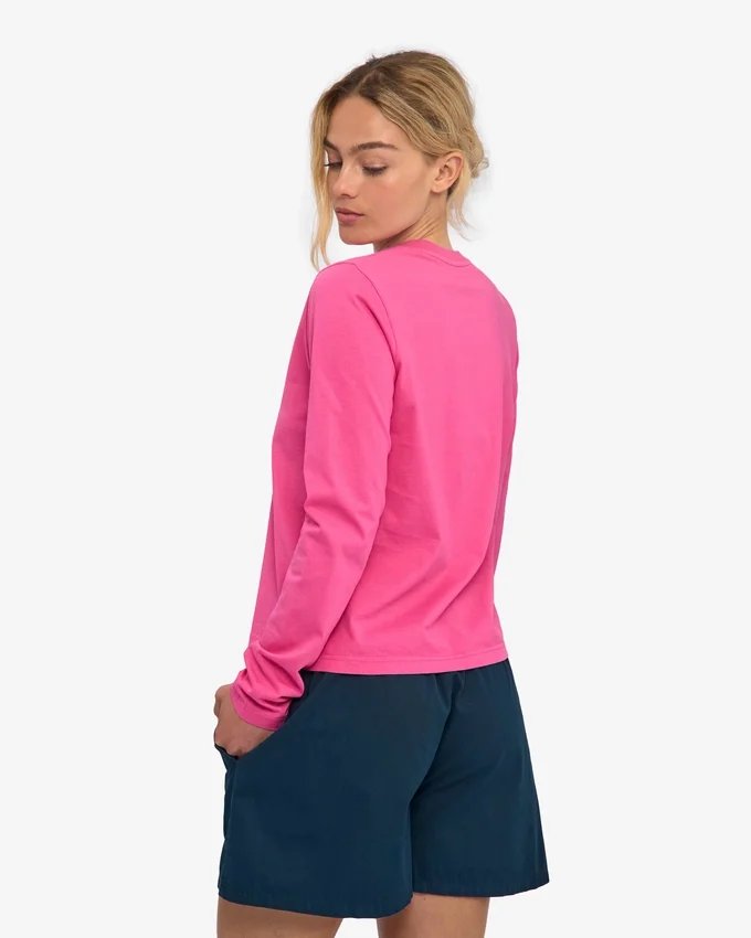 Camiseta de manga larga orgánica para mujer - Rosa chicle