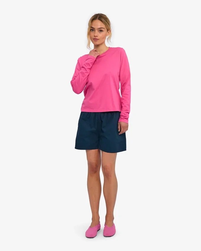 Camiseta de manga larga orgánica para mujer - Rosa chicle