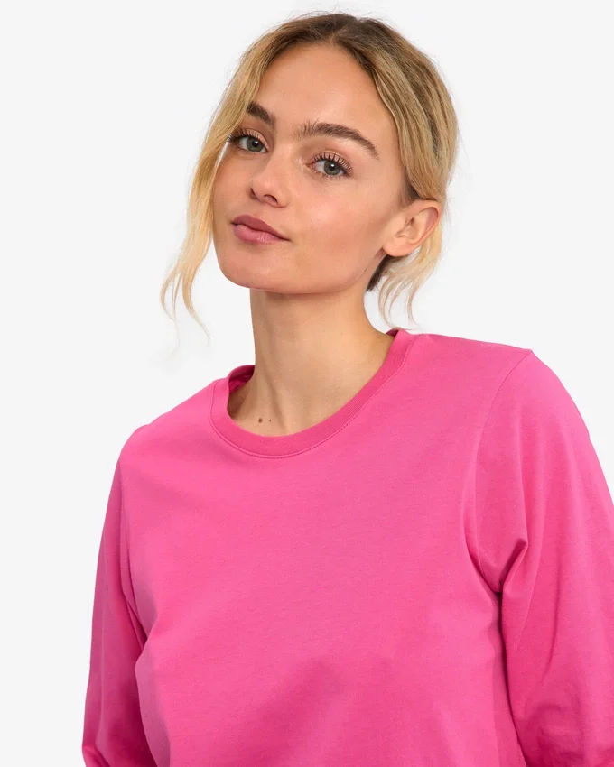 Camiseta de manga larga orgánica para mujer - Rosa chicle