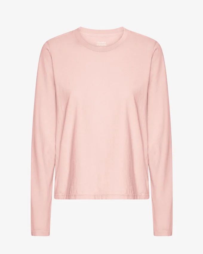 Camiseta de manga larga orgánica para mujer - Rosa descolorido