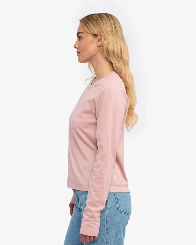 Camiseta de manga larga orgánica para mujer - Rosa descolorido