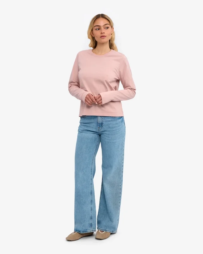 Camiseta de manga larga orgánica para mujer - Rosa descolorido