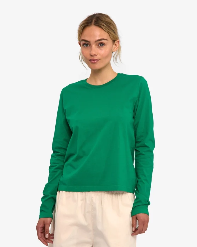 Camiseta de manga larga orgánica para mujer - Verde Kelly