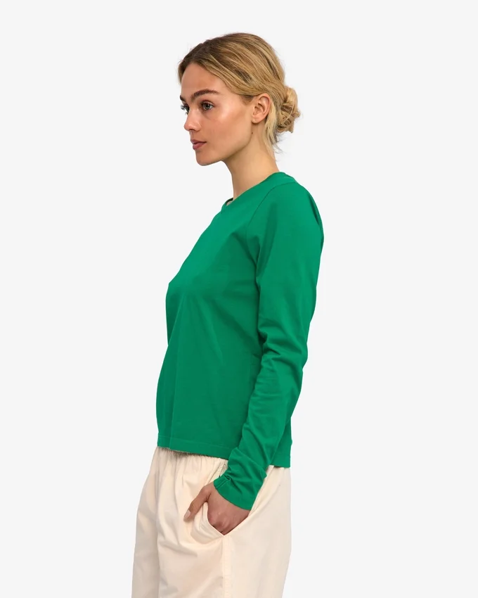 Camiseta de manga larga orgánica para mujer - Verde Kelly