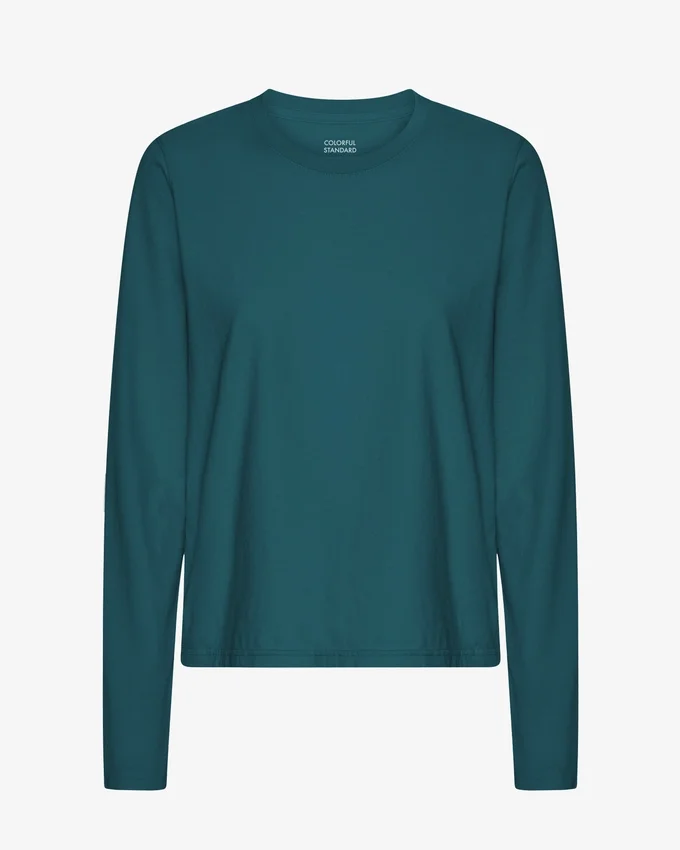 Camiseta de manga larga orgánica para mujer - Verde océano