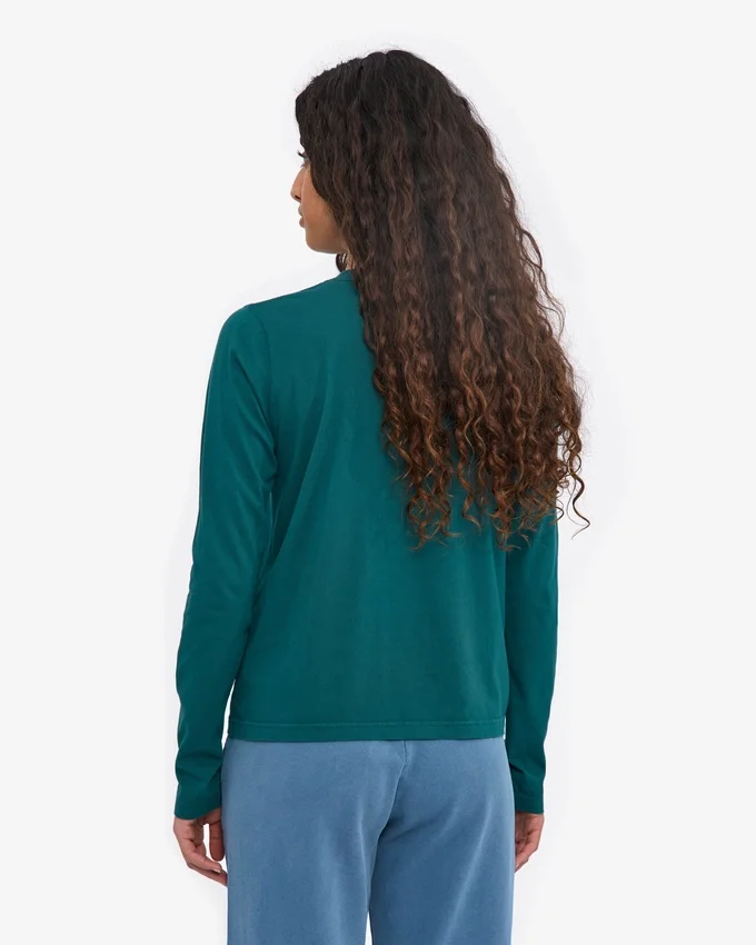 Camiseta de manga larga orgánica para mujer - Verde océano