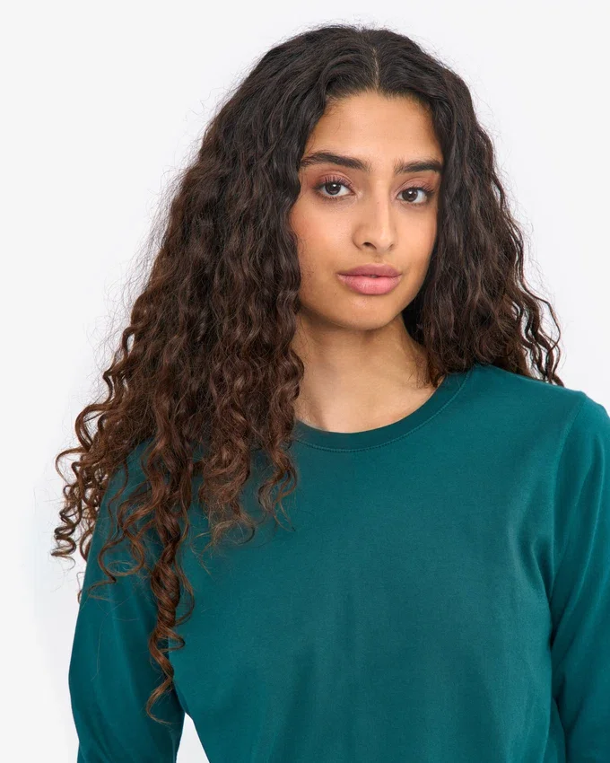 Camiseta de manga larga orgánica para mujer - Verde océano