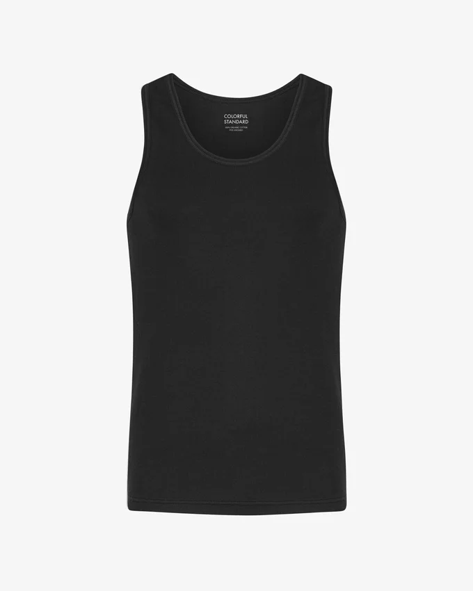 Camiseta de tirantes de canalé orgánica - Negro intenso