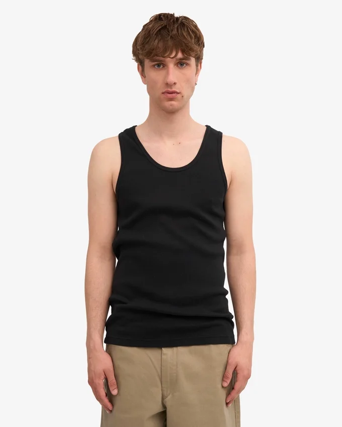 Camiseta de tirantes de canalé orgánica - Negro intenso