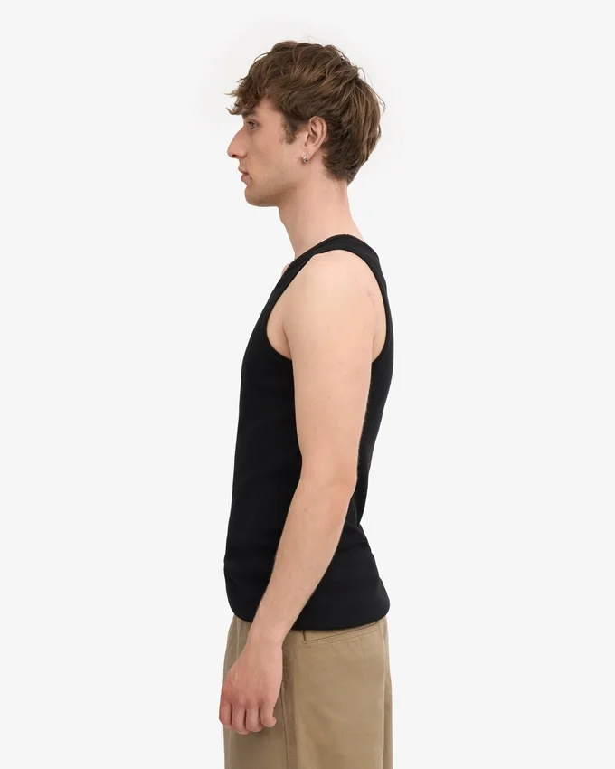 Camiseta de tirantes de canalé orgánica - Negro intenso