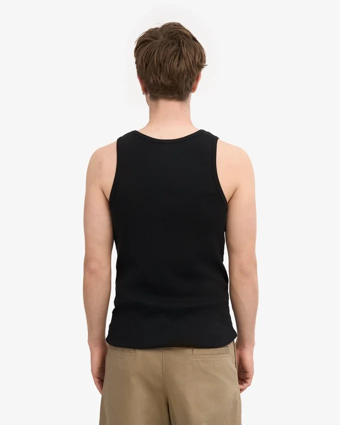 Camiseta de tirantes de canalé orgánica - Negro intenso