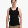 Camiseta de tirantes de canalé orgánica - Negro intenso