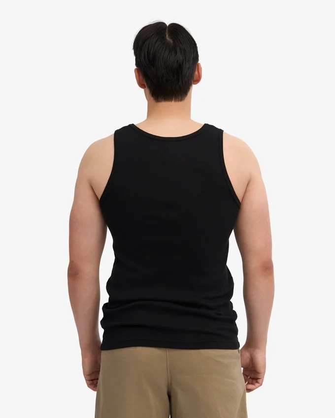 Camiseta de tirantes de canalé orgánica - Negro intenso