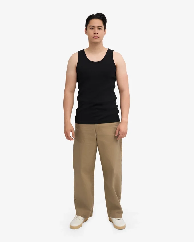 Camiseta de tirantes de canalé orgánica - Negro intenso