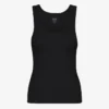 Camiseta de tirantes de canalé orgánica para mujer - Negro intenso