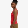 Camiseta de tirantes de canalé orgánica para mujer - Rojo mandarina