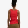 Camiseta de tirantes de canalé orgánica para mujer - Rojo mandarina