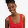 Camiseta de tirantes de canalé orgánica para mujer - Rojo mandarina