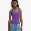 Camiseta de tirantes de canalé orgánica para mujer - Ultravioleta
