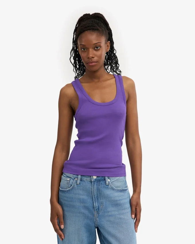 Camiseta de tirantes de canalé orgánica para mujer - Ultravioleta