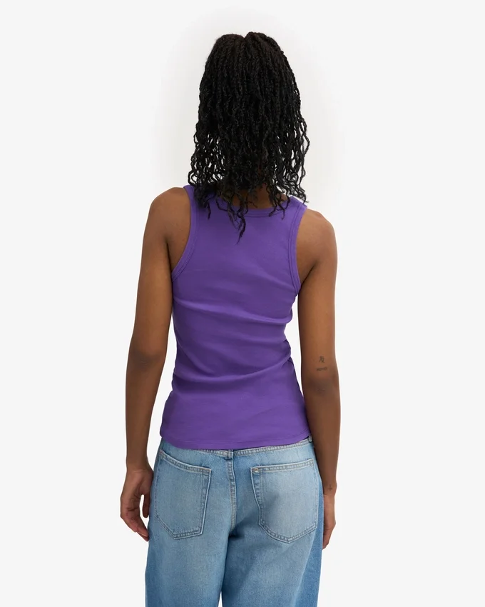Camiseta de tirantes de canalé orgánica para mujer - Ultravioleta