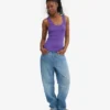 Camiseta de tirantes de canalé orgánica para mujer - Ultravioleta