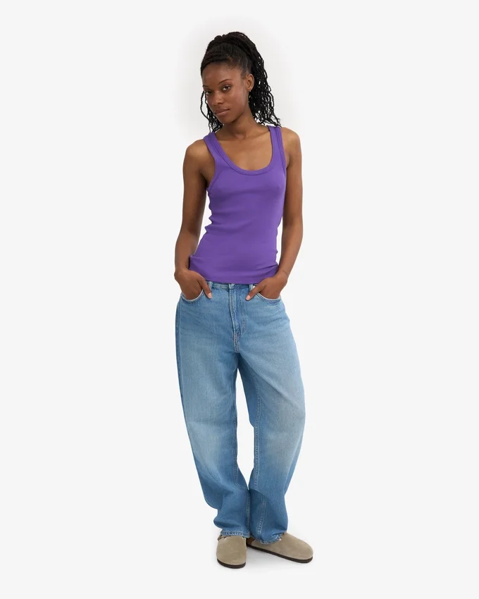 Camiseta de tirantes de canalé orgánica para mujer - Ultravioleta