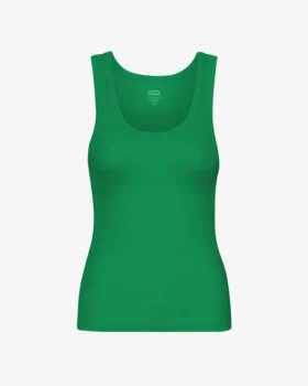 Camiseta de tirantes de canalé orgánica para mujer - Verde Kelly