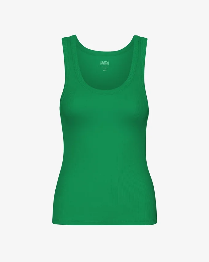 Camiseta de tirantes de canalé orgánica para mujer - Verde Kelly
