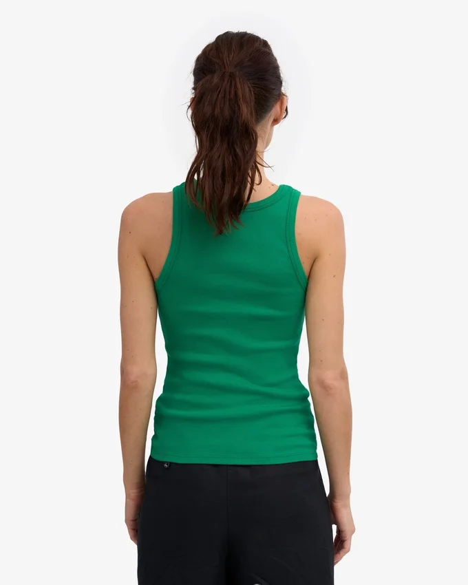 Camiseta de tirantes de canalé orgánica para mujer - Verde Kelly