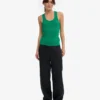 Camiseta de tirantes de canalé orgánica para mujer - Verde Kelly