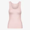 Camiseta de tirantes de mujer orgánica con cuello acanalado - Rosa descolorido