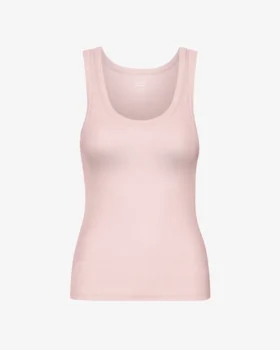 Camiseta de tirantes de mujer orgánica con cuello acanalado - Rosa descolorido
