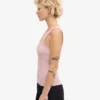 Camiseta de tirantes de mujer orgánica con cuello acanalado - Rosa descolorido