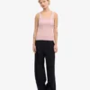 Camiseta de tirantes de mujer orgánica con cuello acanalado - Rosa descolorido